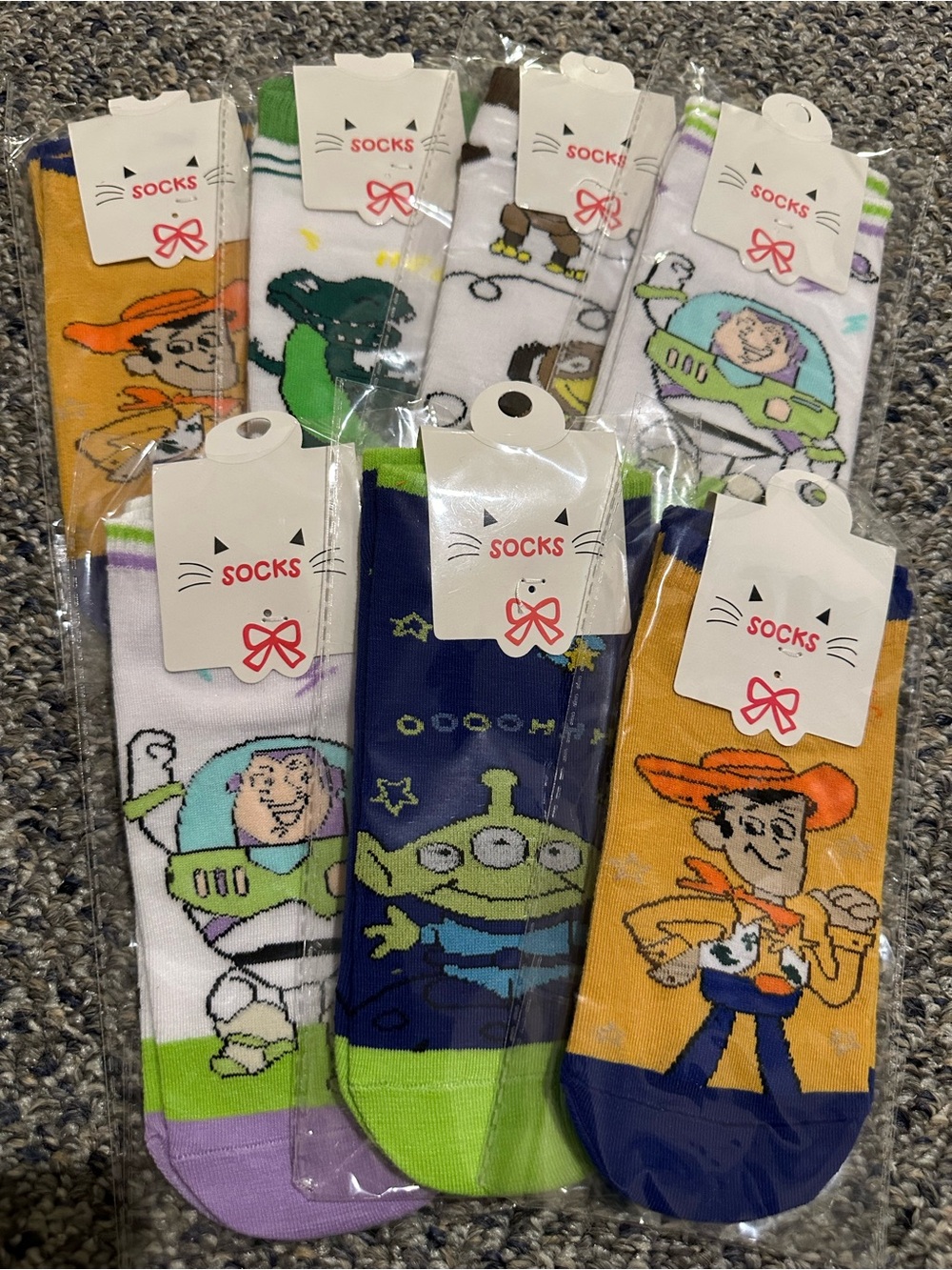 Kids Cartoon Toy Story Socks - Buzz Lightyear & Woody Designs - Multi Color